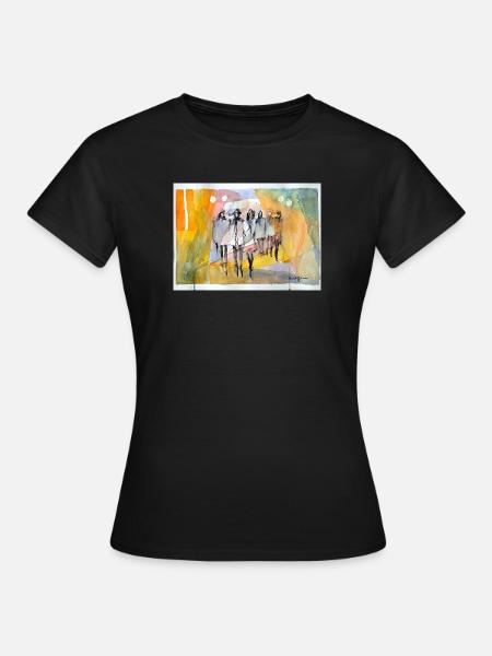 Abstrait People, Aquarelle - T-shirt Femme - noir