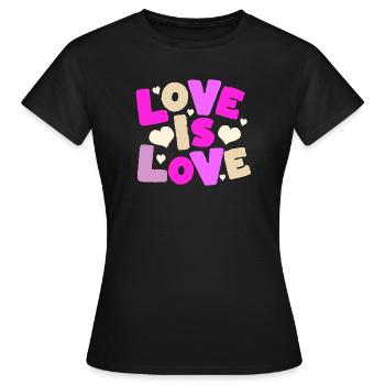 L’amour est l’amour – Déclaration de cœur colorée - T-shirt Femme - noir - Devant - AI Model Female 172 dark (172cm)