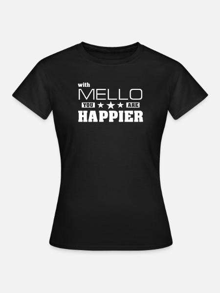 Hello You Are Happier - Stars Typo - Frauen T-Shirt - Schwarz