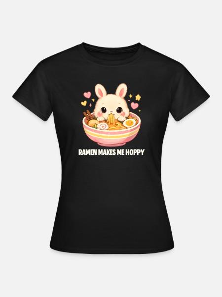 Ramen makes me happy - Frauen T-Shirt - Schwarz