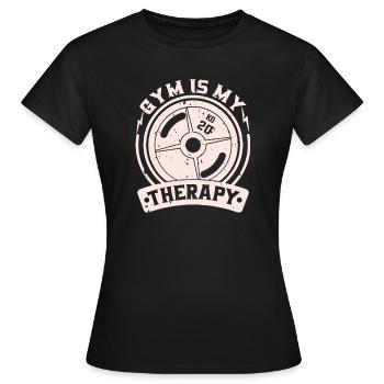 La salle de sport est ma thérapie – la plaque de poids - T-shirt Femme - noir - Devant - AI Model Female 172 dark (172cm)