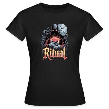  Ritual Dunkler Magier Okkult Symbol Vollmond - Frauen T-Shirt - Schwarz - Vorne - AI Model Female 172 dark (172cm)