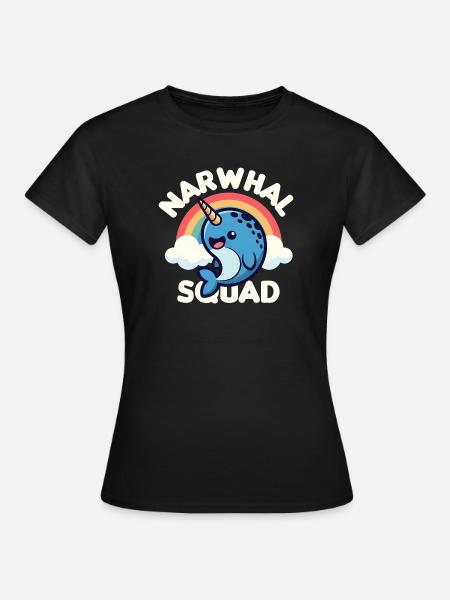 Niedliche Narwal-Truppe - Frauen T-Shirt - Schwarz