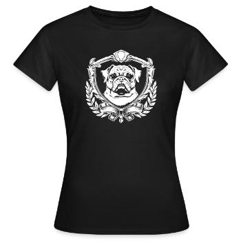 Bulldog Wappen mit Lorbeer - Frauen T-Shirt - Schwarz - Vorne - AI Model Female 172 dark (172cm)