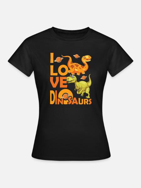 Love Dinosaures - Frauen T-Shirt - Schwarz