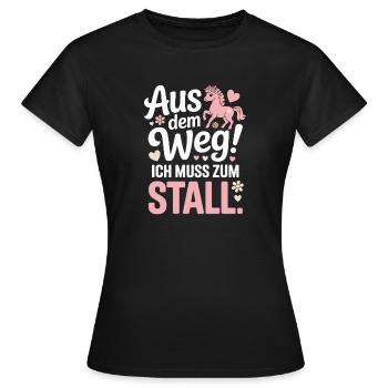 Riding out of the way to the stable horse girl horses - Women's T-Shirt - black - Front - AI Model Female 172 dark (172cm)
