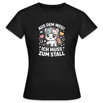 Riding out of the way to the stable horse girl horses - Women's T-Shirt - black - Front - AI Model Female 172 dark (172cm)