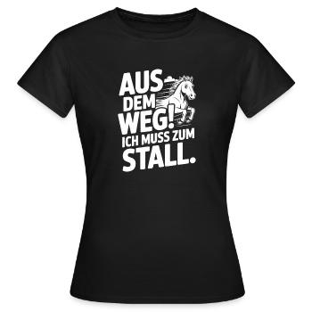 Riding out of the way to the stable horse girl horses - Women's T-Shirt - black - Front - AI Model Female 172 dark (172cm)