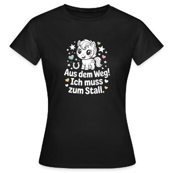 Riding out of the way to the stable horse girl horses - Women's T-Shirt - black - Front - AI Model Female 172 dark (172cm)