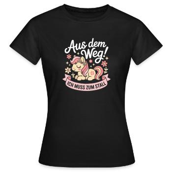 Riding out of the way to the stable horse girl horses - Women's T-Shirt - black - Front - AI Model Female 172 dark (172cm)