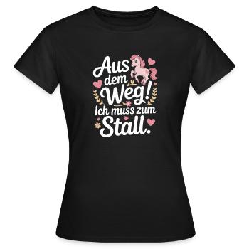 Riding out of the way to the stable horse girl horses - Women's T-Shirt - black - Front - AI Model Female 172 dark (172cm)