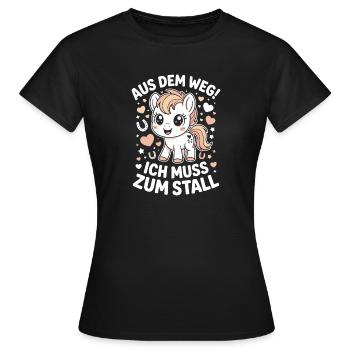Riding out of the way to the stable horse girl horses - Women's T-Shirt - black - Front - AI Model Female 172 dark (172cm)