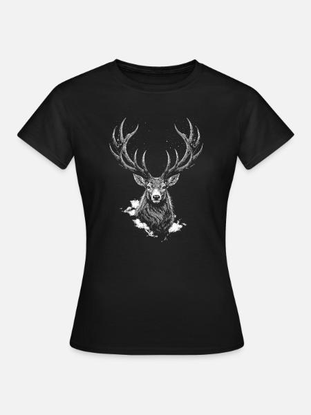 Hirschsilhouette - Frauen T-Shirt - Schwarz