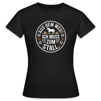 Riding out of the way to the stable horse girl horses - Women's T-Shirt - black - Front - AI Model Female 172 dark (172cm)
