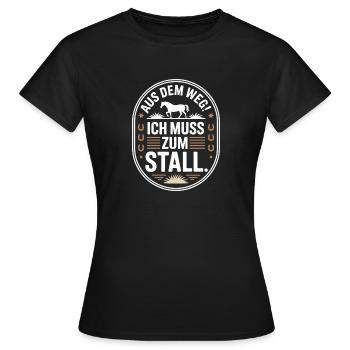 Riding out of the way to the stable horse girl horses - Women's T-Shirt - black - Front - AI Model Female 172 dark (172cm)
