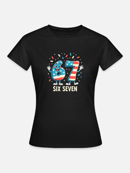 US Flag 67 Memes Six Seven - Dame-T-shirt - sort