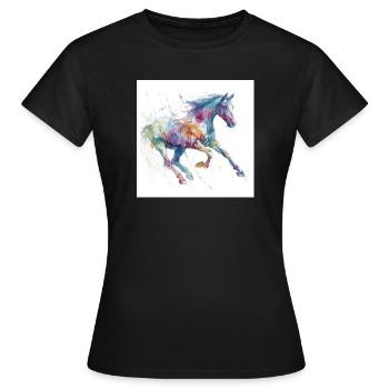 Lebendiges Aquarellpferd - Frauen T-Shirt - Schwarz - Vorne - AI Model Female 172 dark (172cm)