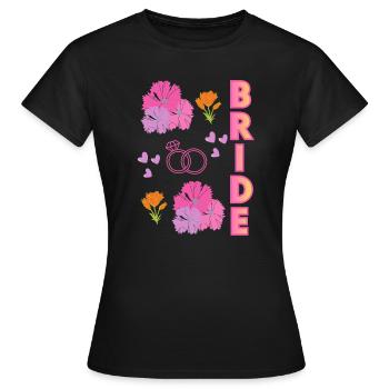 Bride Floral, Romantisches für Braut und Hochzeit - Frauen T-Shirt - Schwarz - Vorne - AI Model Female 172 dark (172cm)