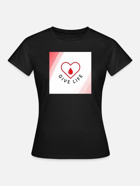 Schenken Sie Leben: Blutspenderherz - Frauen T-Shirt - Schwarz