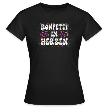 Confetti in the Heart – Carnival Carnival Heart - Women's T-Shirt - black - Front - AI Model Female 172 dark (172cm)