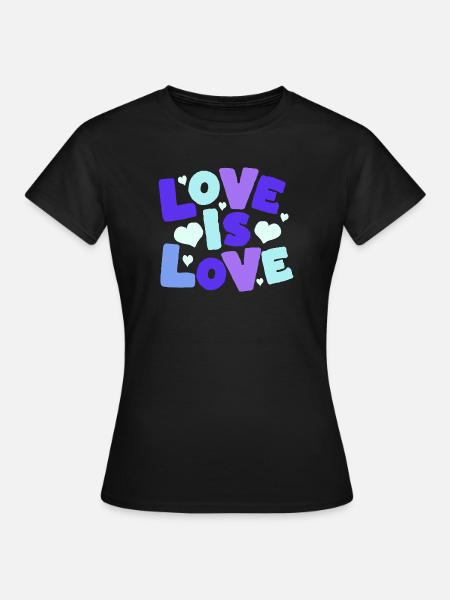 Love is Love Pastel Hearts - Frauen T-Shirt - Schwarz