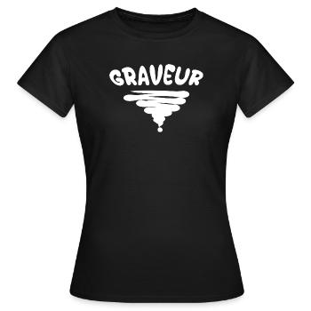 Emblème tourbillonnant du graveur - T-shirt Femme - noir - Devant - AI Model Female 172 dark (172cm)