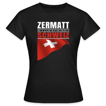 Zermatt - T-shirt Femme - noir - Devant - AI Model Female 172 dark (172cm)
