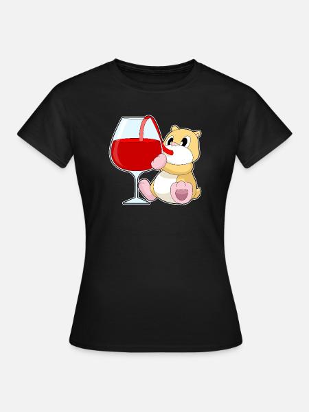 Hamster Rotwein - Frauen T-Shirt - Schwarz