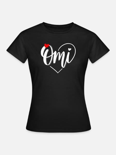 Omi Herzmonogramm mit Herz - Frauen T-Shirt - Schwarz