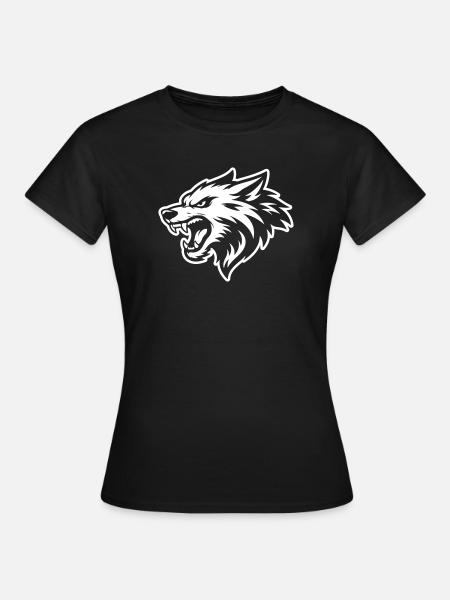 Wolf Kopf - Frauen T-Shirt - Schwarz