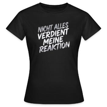 Aucune réaction - je m’en fiche - T-shirt Femme - noir - Devant - AI Model Female 172 dark (172cm)