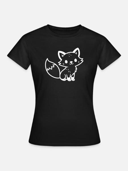 Fuchs Niedlich Comic - Frauen T-Shirt - Schwarz