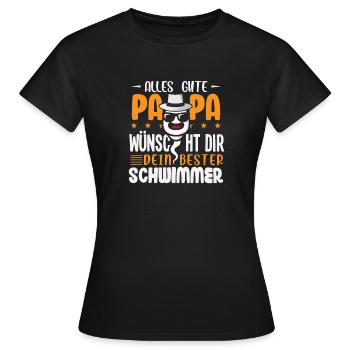 Alles Gute Papa wünscht dir dein bester Schwimmer - Frauen T-Shirt - Schwarz - Vorne - AI Model Female 172 dark (172cm)