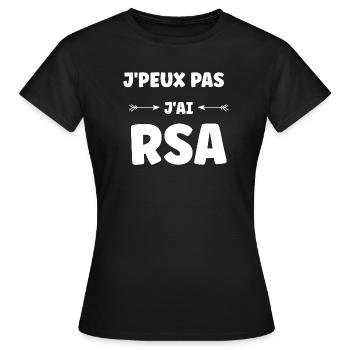 J'peux pas j'ai RSA – humour social - T-shirt Femme - noir - Devant - AI Model Female 172 dark (172cm)