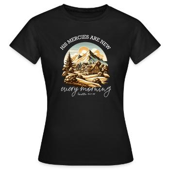 Ses miséricordes sont nouvelles chaque matin dans le verset biblique - T-shirt Femme - noir - Devant - AI Model Female 172 dark (172cm)