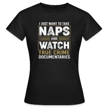 True Crime Krimi - Frauen T-Shirt - Schwarz - Vorne - AI Model Female 172 dark (172cm)