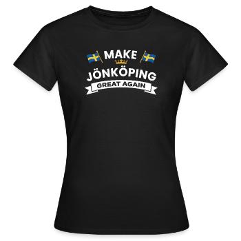 Jönköping City Crest Flag - Frauen T-Shirt - Schwarz - Vorne - AI Model Female 172 dark (172cm)