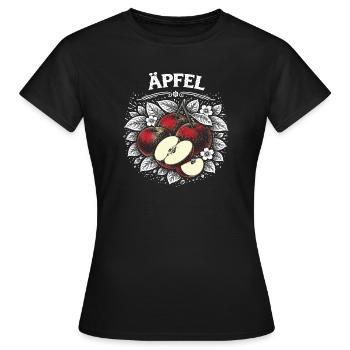 Apfelstillleben Schwarzweiß Vintage - Frauen T-Shirt - Schwarz - Vorne - AI Model Female 172 dark (172cm)
