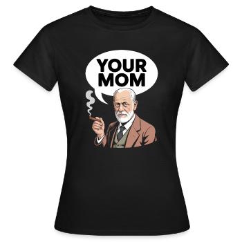 Ta mère - T-shirt drôle de Sigmund Freud - T-shirt Femme - noir - Devant - AI Model Female 172 dark (172cm)