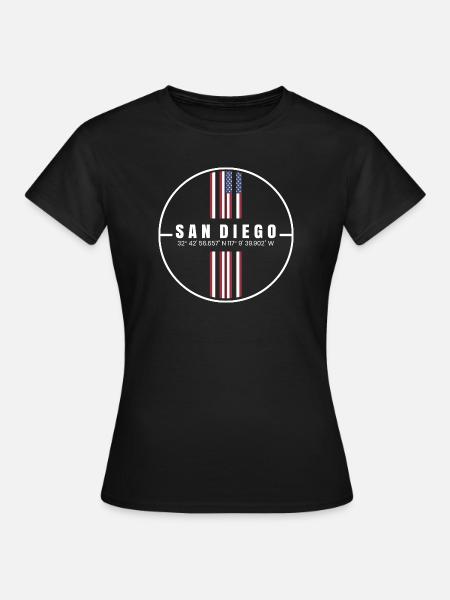 San Diego Koordinaten - Frauen T-Shirt - Schwarz