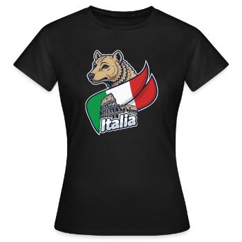 Italian Wolf with Colosseum - Women's T-Shirt - black - Front - AI Model Female 172 dark (172cm)