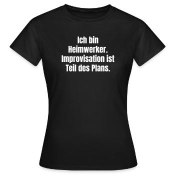 Plan d’improvisation DIY - T-shirt Femme - noir - Devant - AI Model Female 172 dark (172cm)