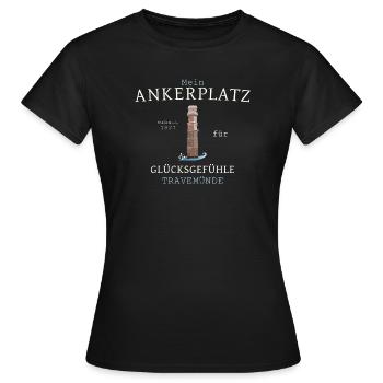 My anchorage Travemünde lighthouse, drawing - Women's T-Shirt - black - Front - AI Model Female 172 dark (172cm)