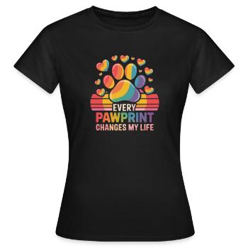 Every Pawprint Changes My Life Rainbow Paw - Women's T-Shirt - black - Front - AI Model Female 172 dark (172cm)