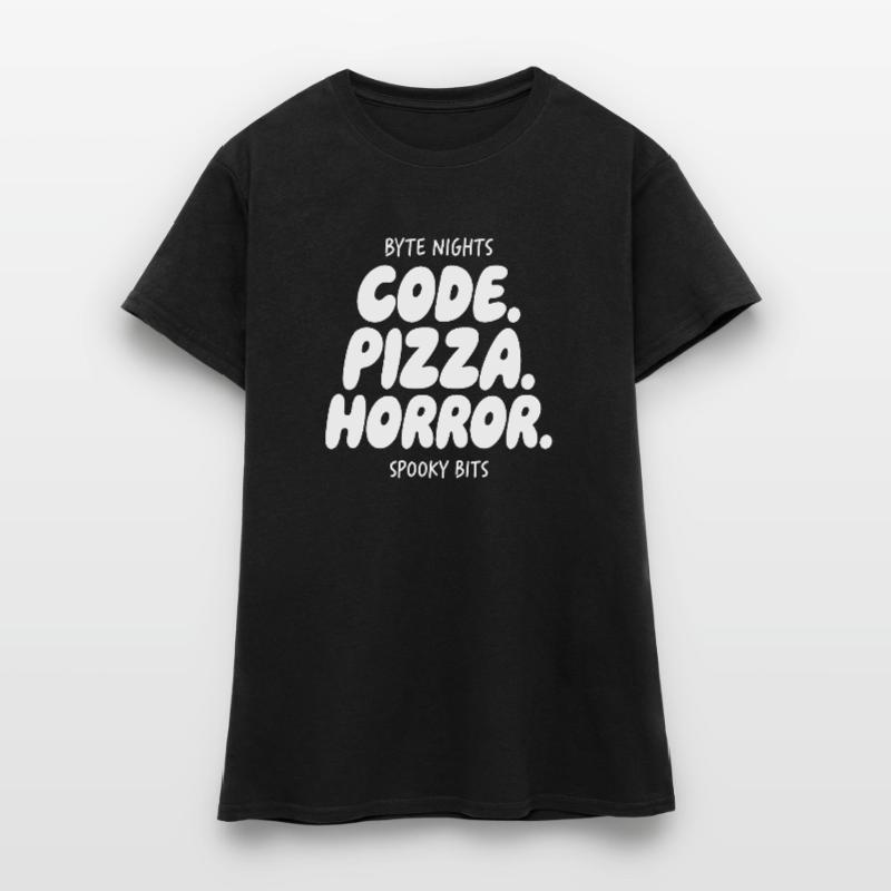 Byte Nights : Code Pizza Horror T-shirt Femme