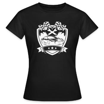 Auto KFZ Shield Logo - Frauen T-Shirt - Schwarz - Vorne - AI Model Female 172 dark (172cm)