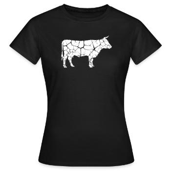 Kuh Rind Mosaik Splitter Kunst Vektor - Frauen T-Shirt - Schwarz - Vorne - AI Model Female 172 dark (172cm)