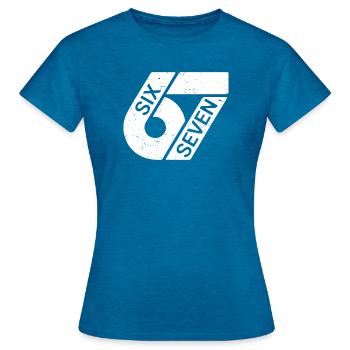 Six Seven Meme - Frauen T-Shirt - Antikblaues Saphir meliert - Vorne - AI Model Female 172 dark (172cm)