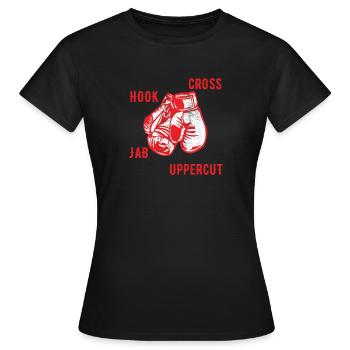 Crochet de boxe, croix de jab, uppercut - T-shirt Femme - noir - Devant - AI Model Female 172 dark (172cm)