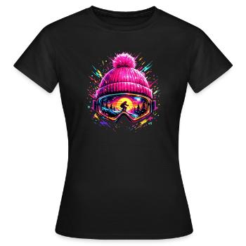 Skiløber Retro Skibriller Après Ski Gave - Dame-T-shirt - sort - Foran - AI Model Female 172 dark (172cm)